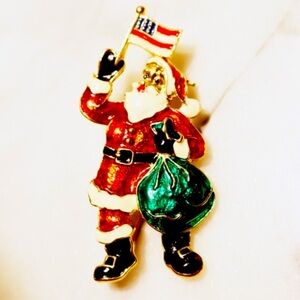 🎄🎅🏻 Vintage American Flag Santa Brooch 🎅🏻🇺🇸
